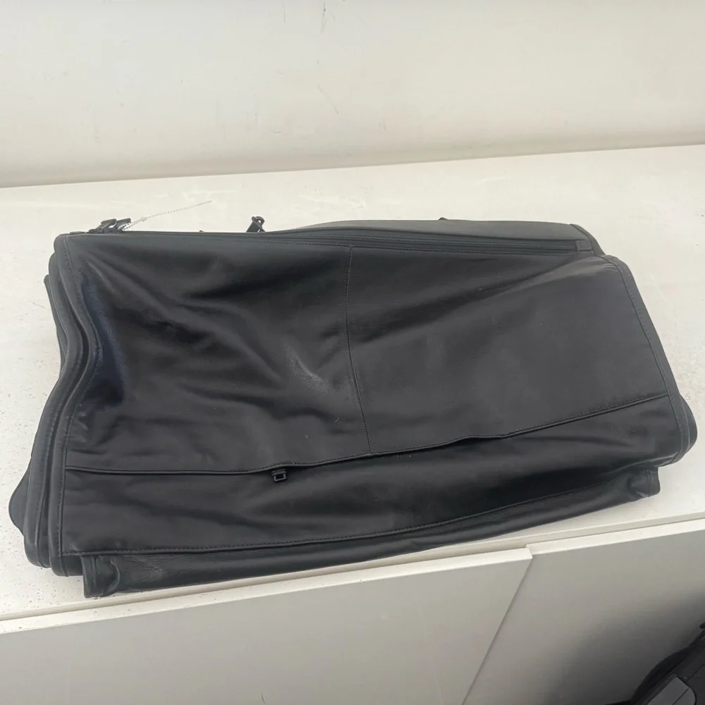 TUMI Black Men's Leather Garment Bag - Travel Carry Case